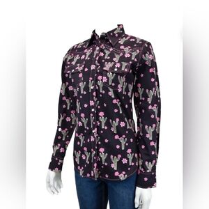 Women's Floral Cactus Print Button-Up Shirt